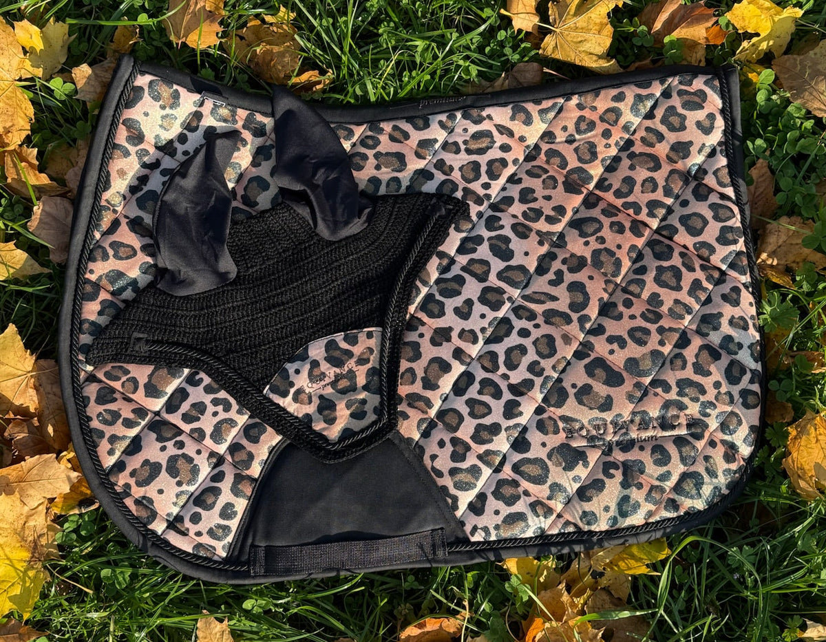 Full glitter leopard print saddle pad