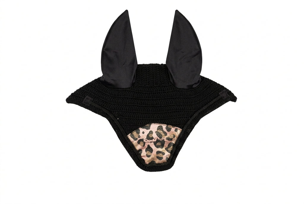 Full glitter leopard print ear bonnet